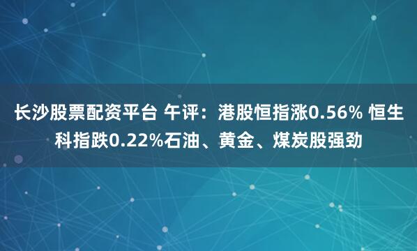 长沙股票配资平台 午评：港股恒指涨0.56% 恒生科指跌0.22%石油、黄金、煤炭股强劲